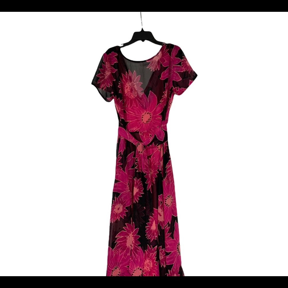 Together Floral fuchsia and black maxi dress